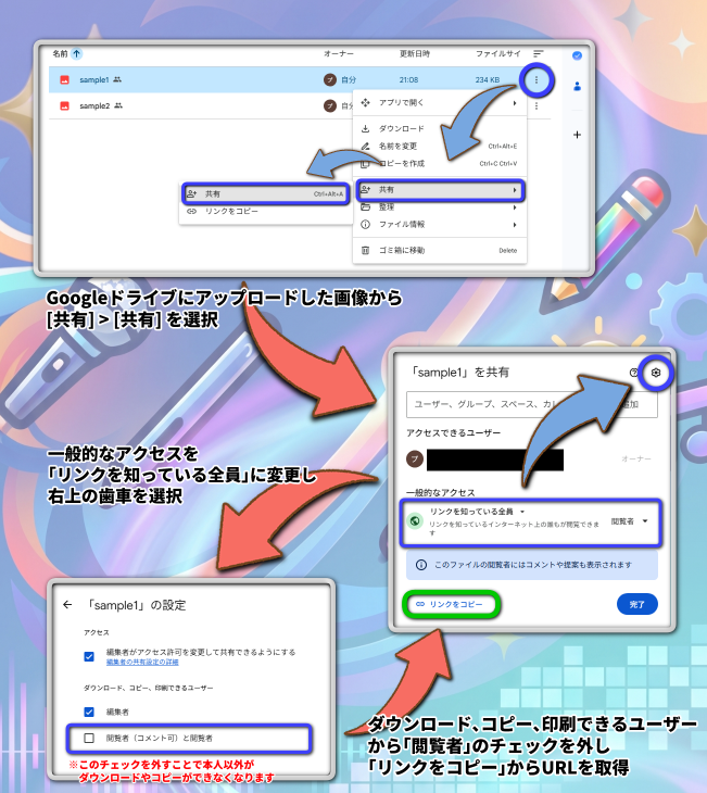 Googleドライブ共有手順